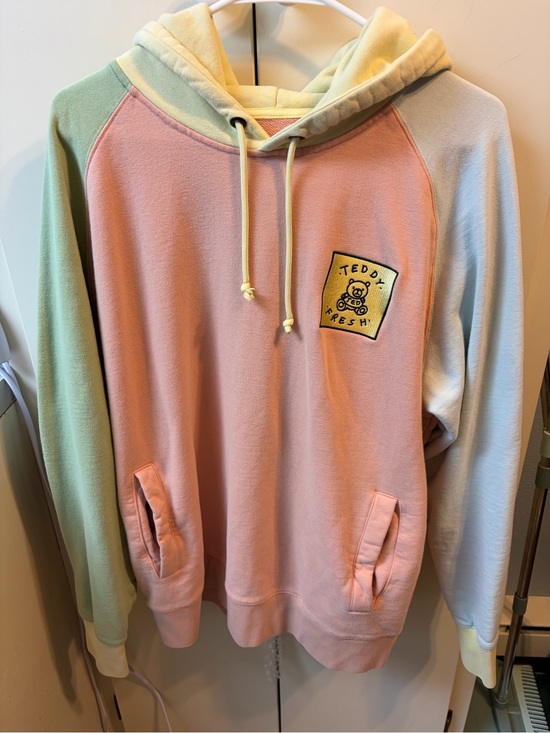 Teddy Fresh Tops - Teddy Fresh Pastel Block Hoodie - Pink, Green, Blue, Yellow Beautiful